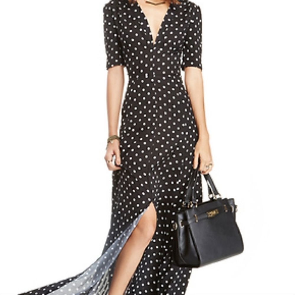 Dailylook polka-dot v neck maxi dress